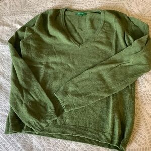 Green Wool Benetton V-neck Sweater M